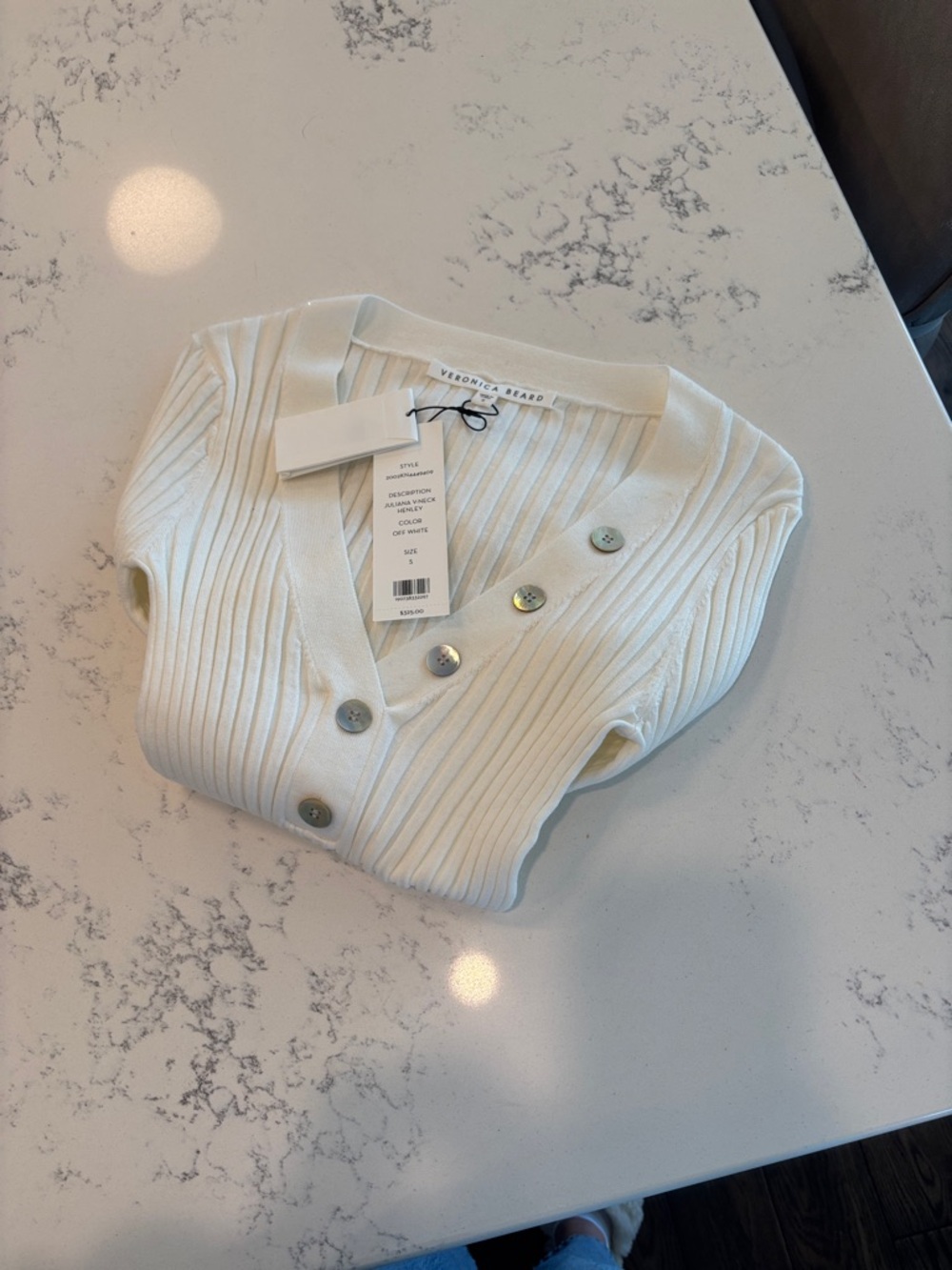 Veronica Beard Ribbed V-Neck Button Cardigan NWT S